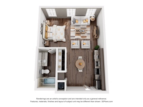 a floor plan of a bedroom with a bathroom and a living room